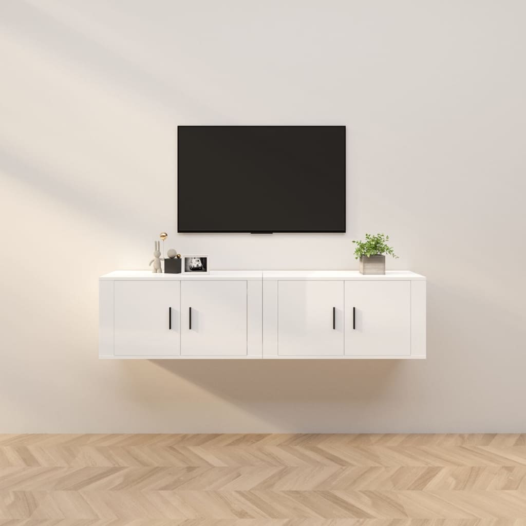 2 Piece Wall-mounted TV Cabinet Set High Gloss White 80x34,5x40 cm