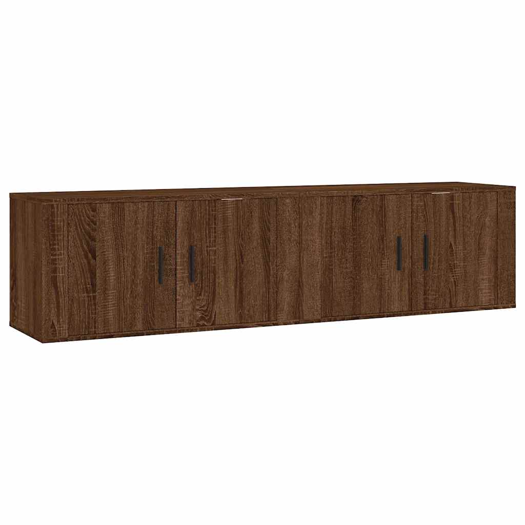 2 Piece Wall-mounted TV Cabinet Set Brown Oak 80x34,5x40 cm