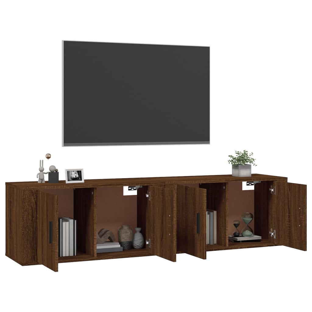 2 Piece Wall-mounted TV Cabinet Set Brown Oak 80x34,5x40 cm