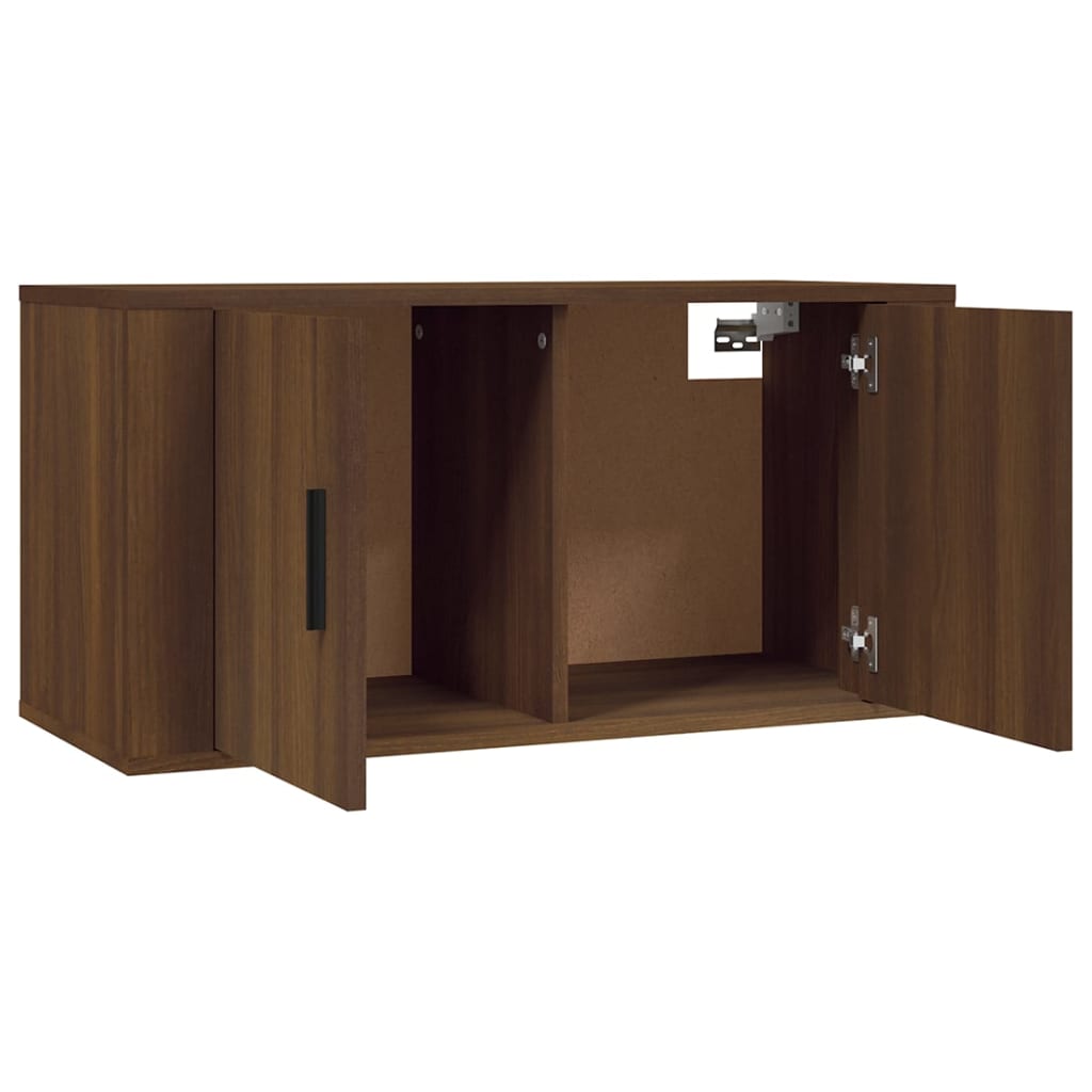 2 Piece Wall-mounted TV Cabinet Set Brown Oak 80x34,5x40 cm