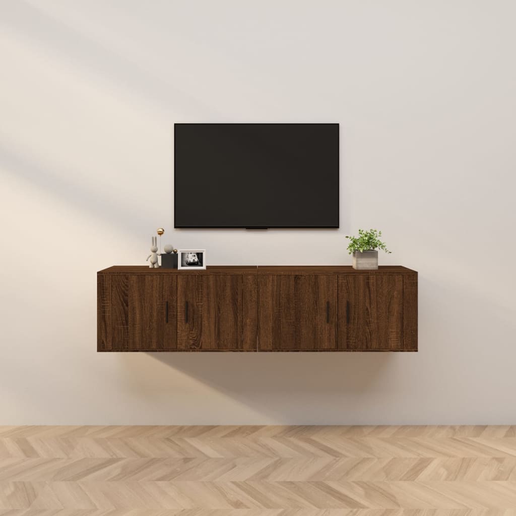 2 Piece Wall-mounted TV Cabinet Set Brown Oak 80x34,5x40 cm