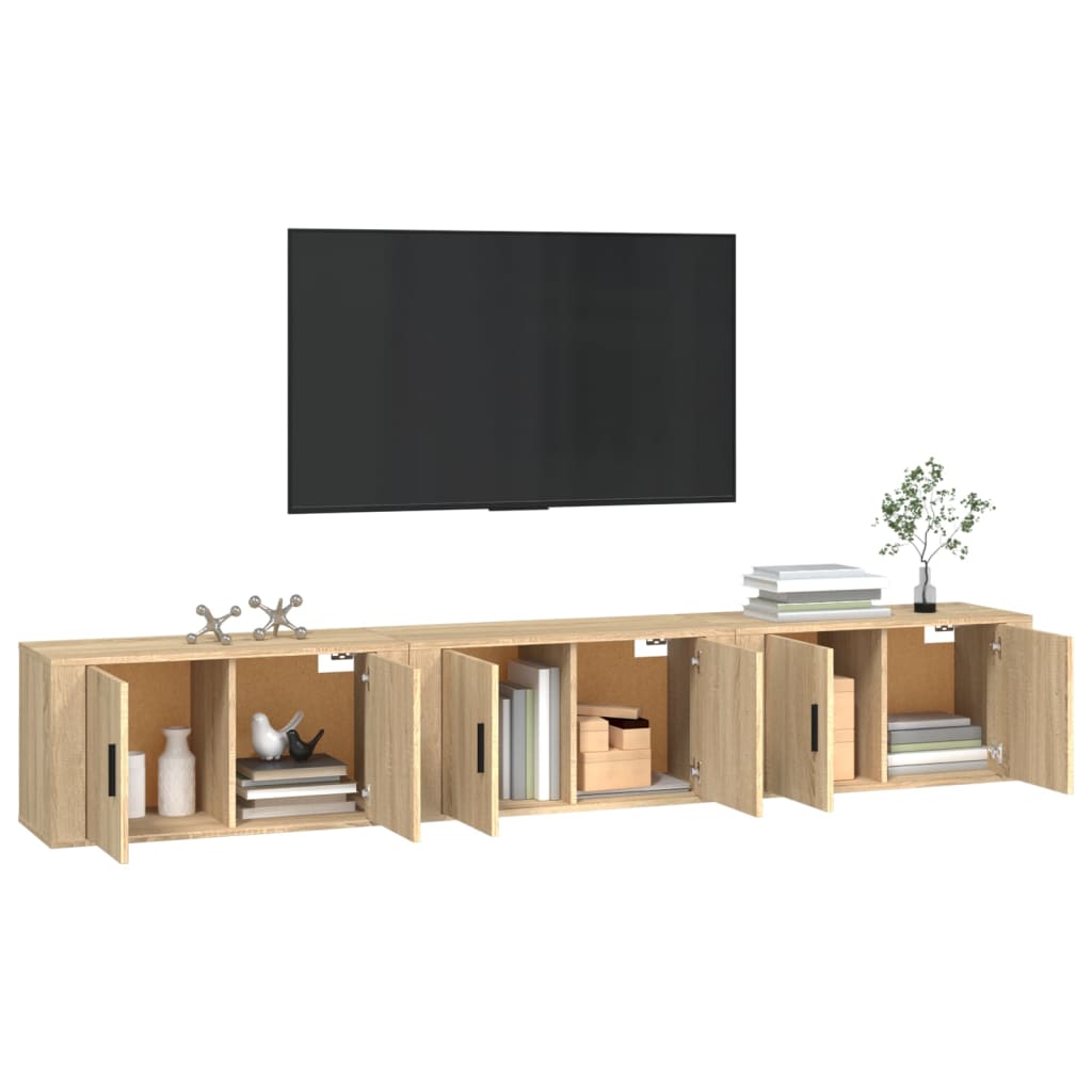 Wall-mounted TV Cabinets 3 pcs Sonoma Oak 80x34.5x40 cm