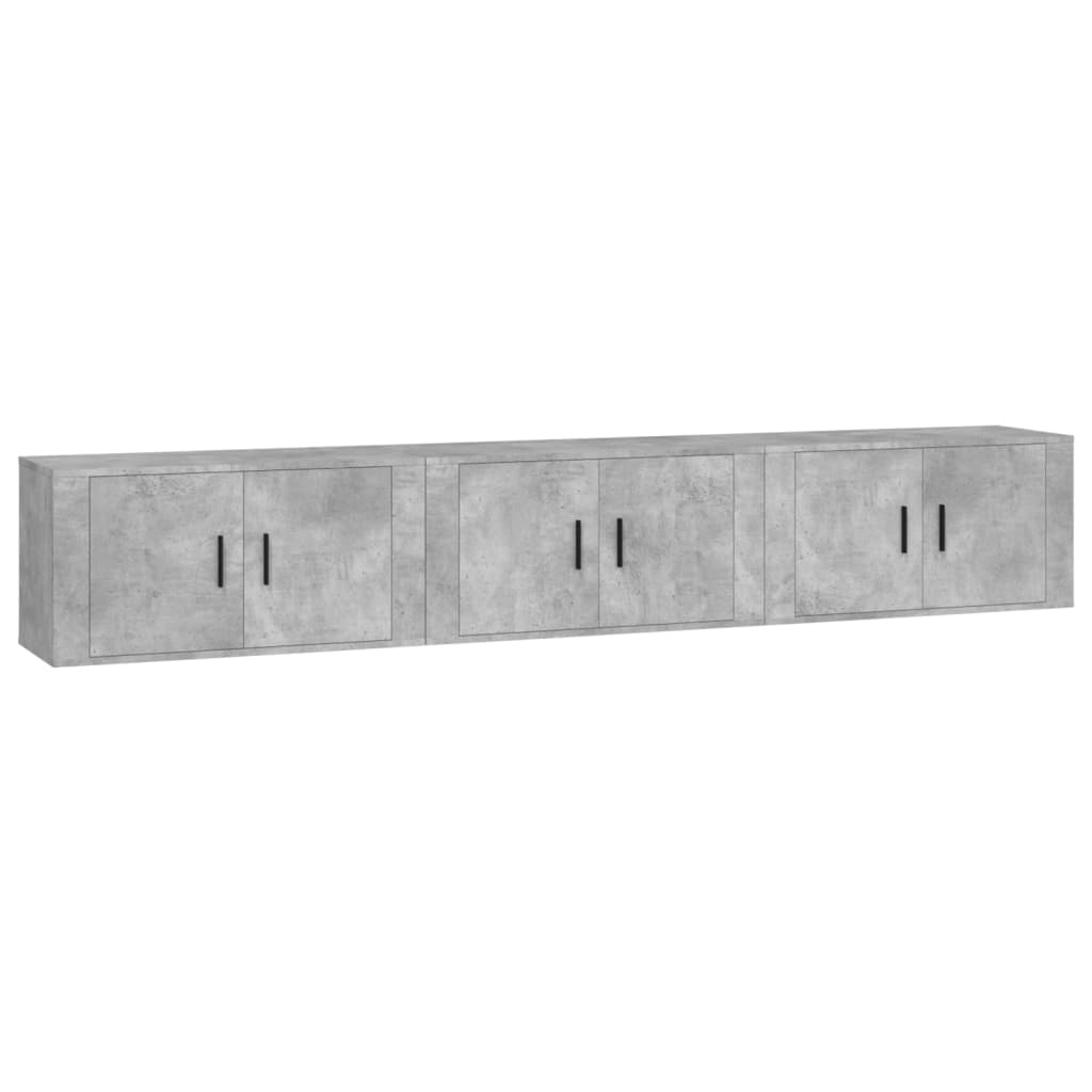 Wall-mounted TV Cabinets 3 pcs Concrete Grey 80x34.5x40 cm