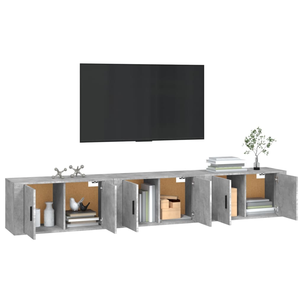 Wall-mounted TV Cabinets 3 pcs Concrete Grey 80x34.5x40 cm