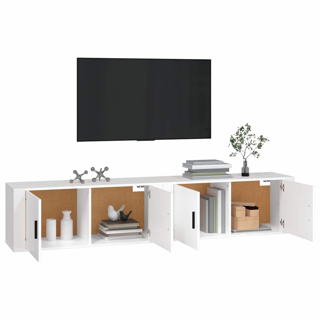 2 Piece Wall-mounted TV Cabinet Set White 100x34,5x40 cm