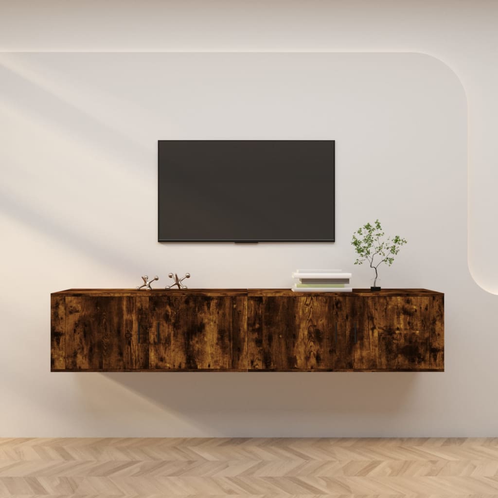 2 Piece Wall-mounted TV Cabinet Set Smoked Oak 100x34,5x40 cm