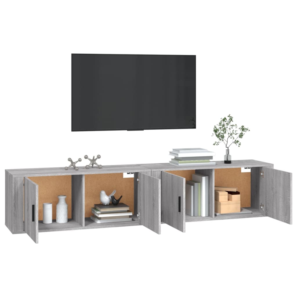 2 Piece Wall-mounted TV Cabinet Set Grey Sonoma 100x34,5x40 cm