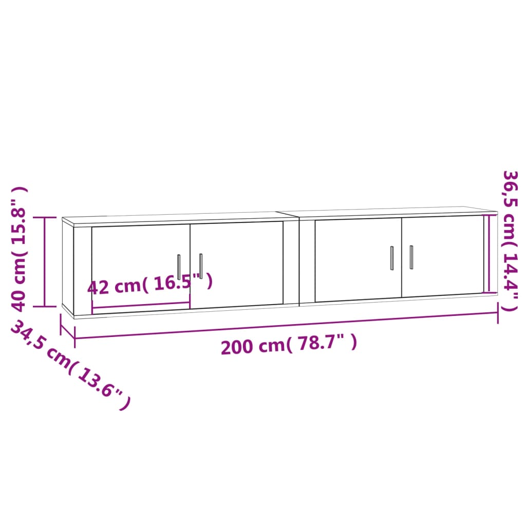 2 Piece Wall-mounted TV Cabinet Set Grey Sonoma 100x34,5x40 cm