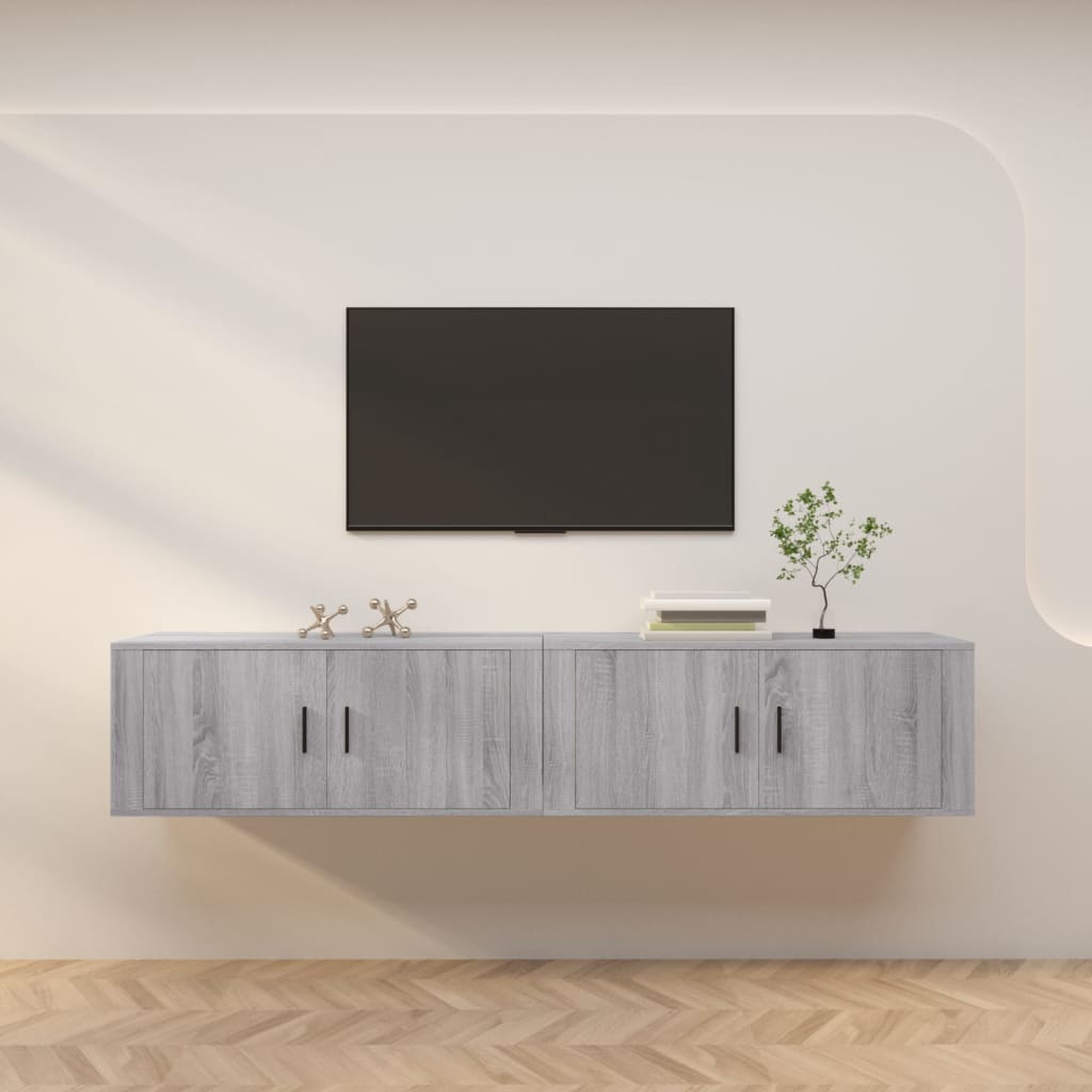 2 Piece Wall-mounted TV Cabinet Set Grey Sonoma 100x34,5x40 cm