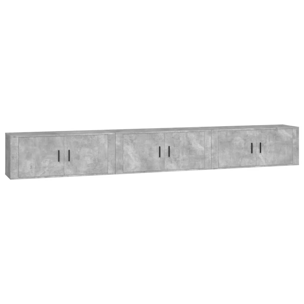 Wall-mounted TV Cabinets 3 pcs Concrete Grey 100x34.5x40 cm