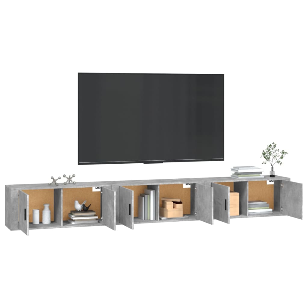 Wall-mounted TV Cabinets 3 pcs Concrete Grey 100x34.5x40 cm