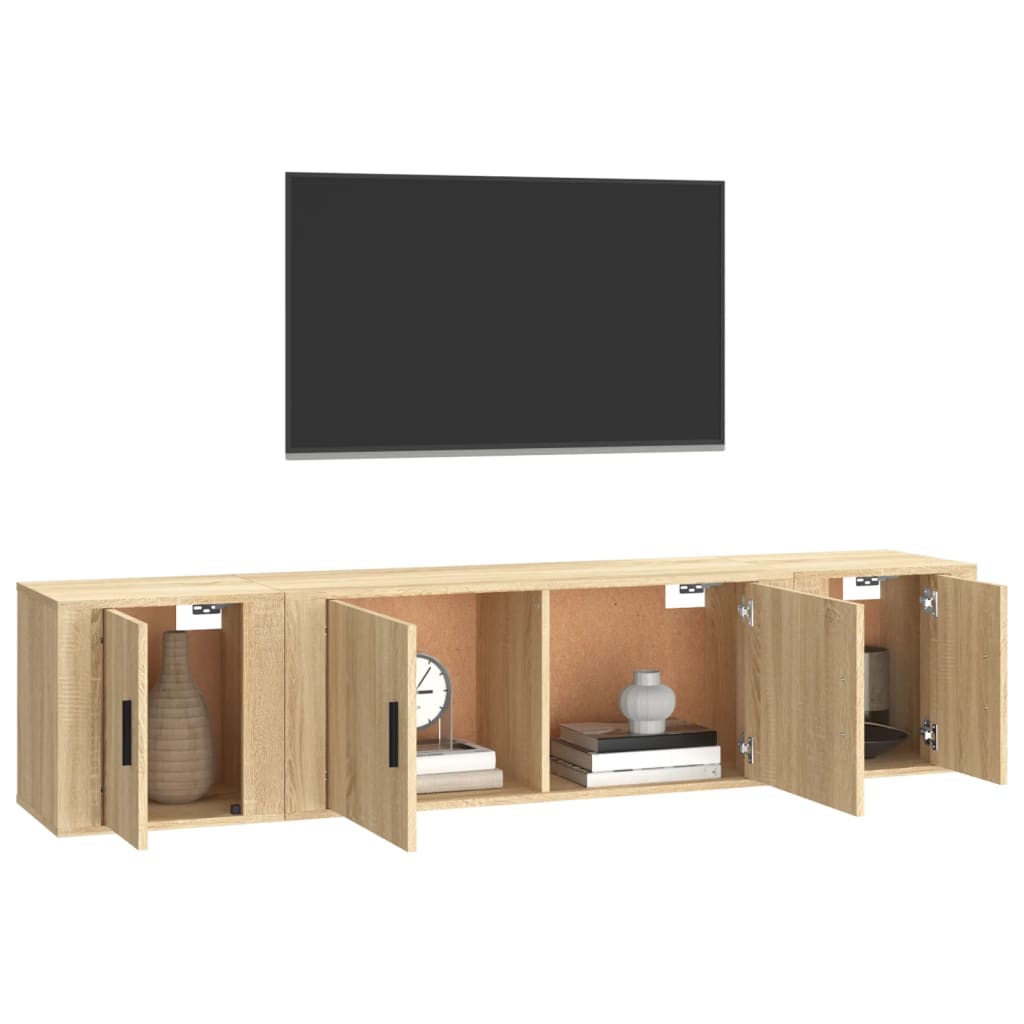 3 Piece TV Cabinet Set Sonoma Oak Engineered Wood