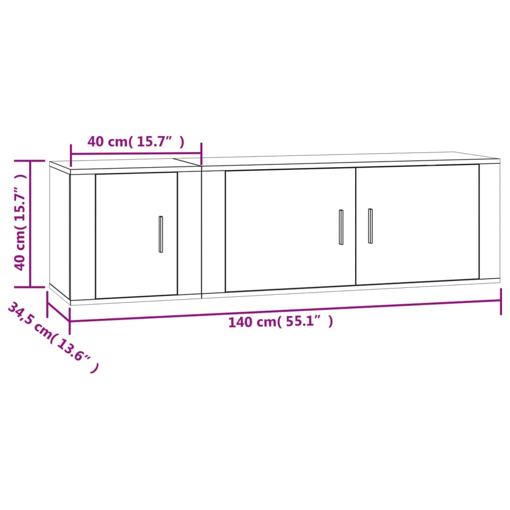 2 Piece TV Cabinet Set Sonoma Oak Engineered Wood