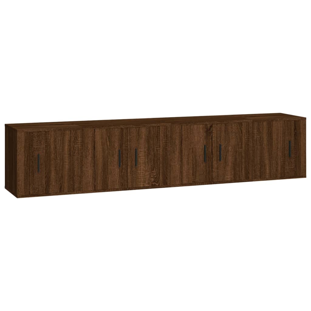 4 Piece TV Cabinet Set Brown Oak Engineered Wood
