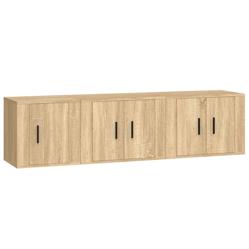 3 Piece TV Cabinet Set Sonoma Oak Engineered Wood