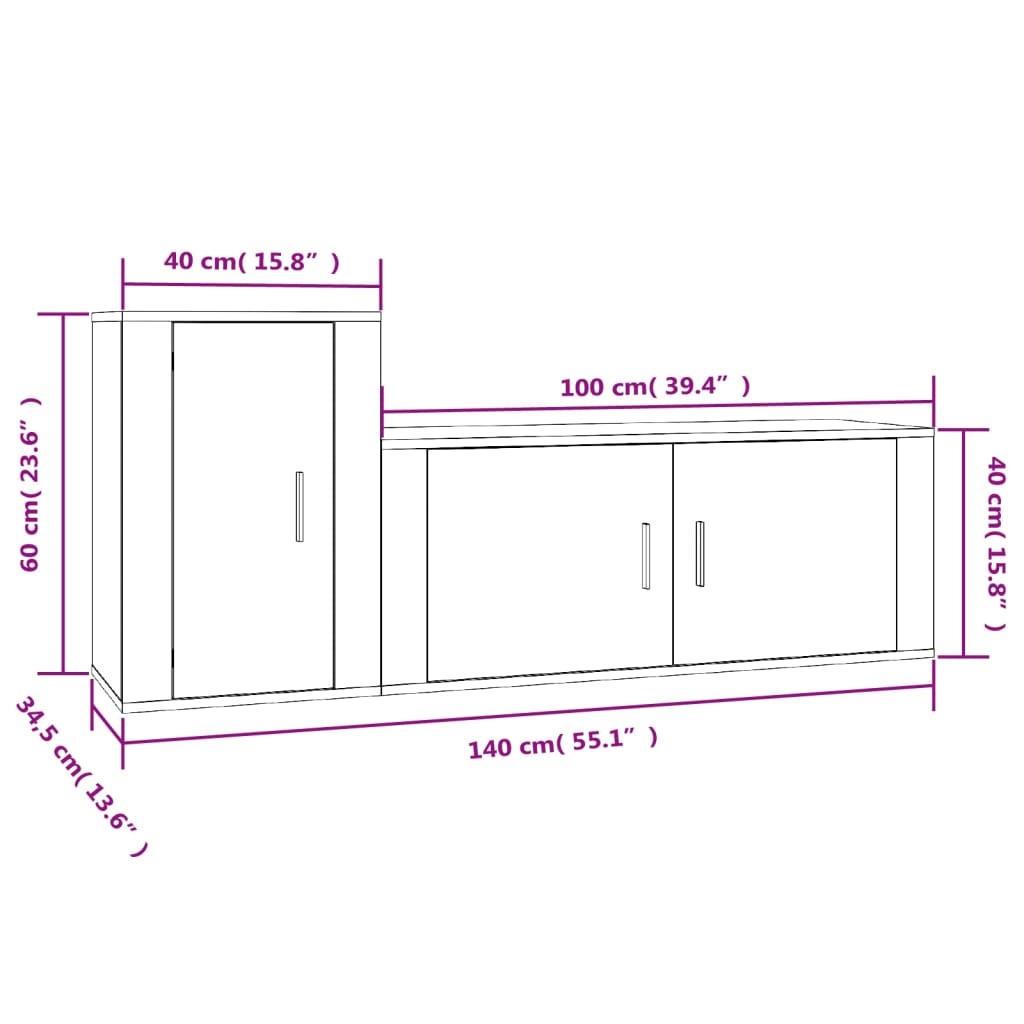 2 Piece TV Cabinet Set Sonoma Oak Engineered Wood