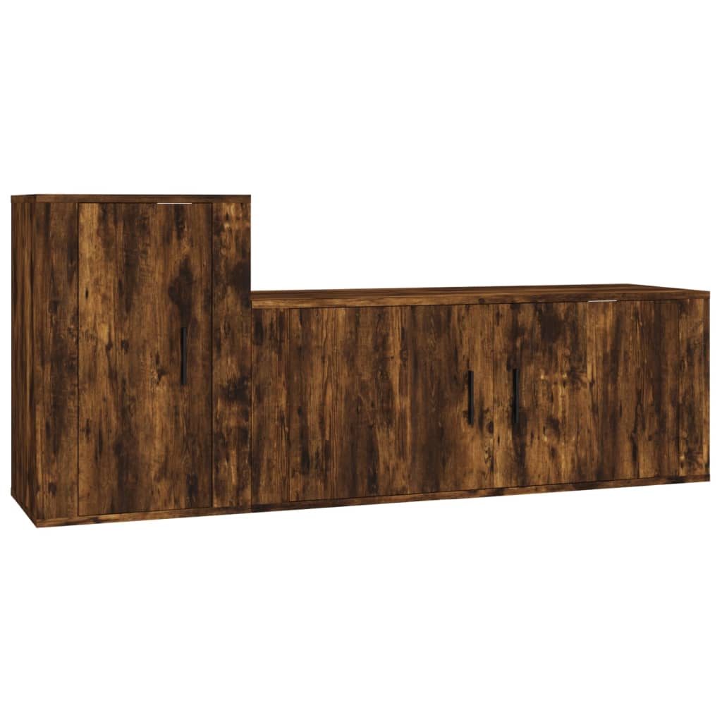 2 Piece TV Cabinet Set Smoked Oak Engineered Wood