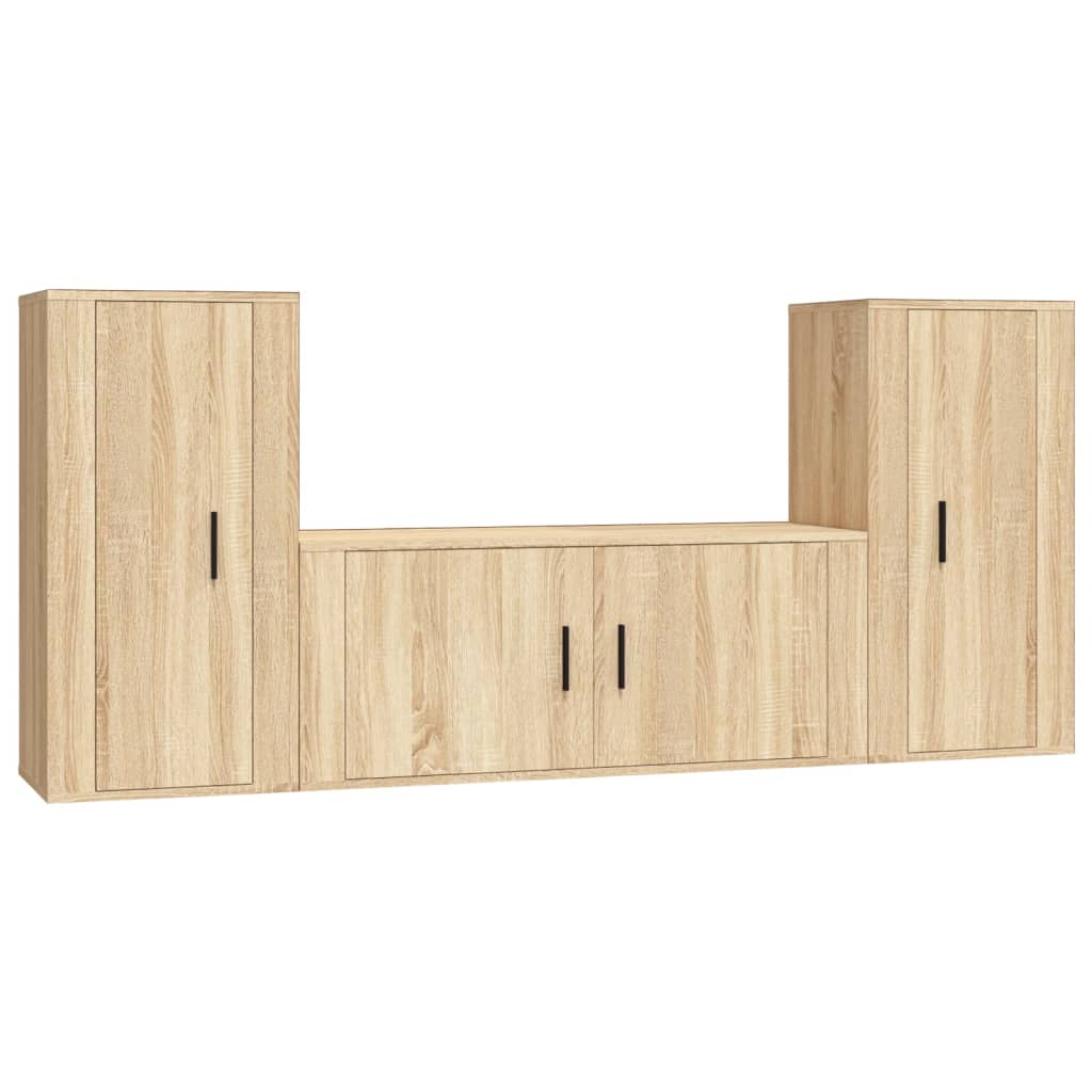 3 Piece TV Cabinet Set Sonoma Oak Engineered Wood