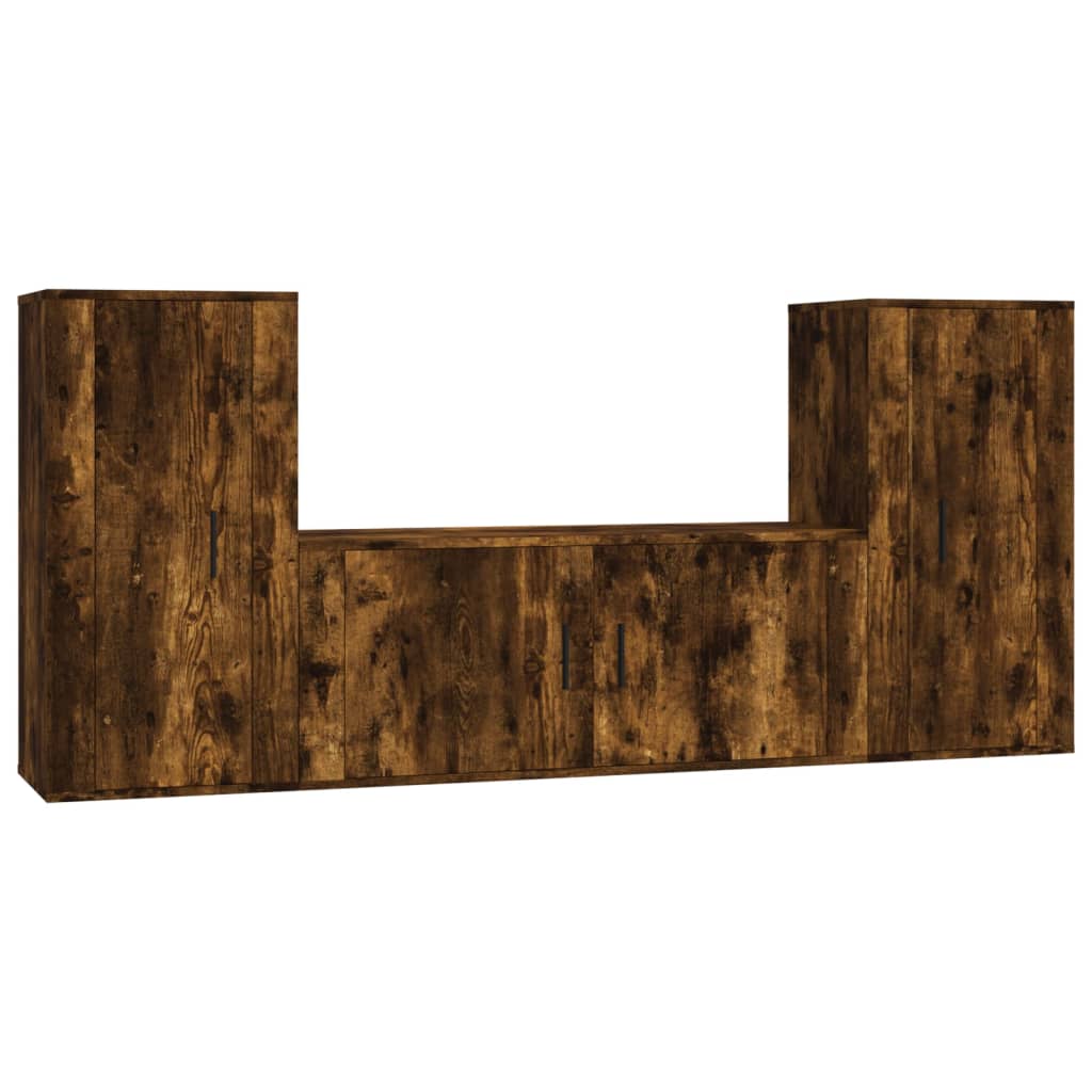 3 Piece TV Cabinet Set Smoked Oak Engineered Wood