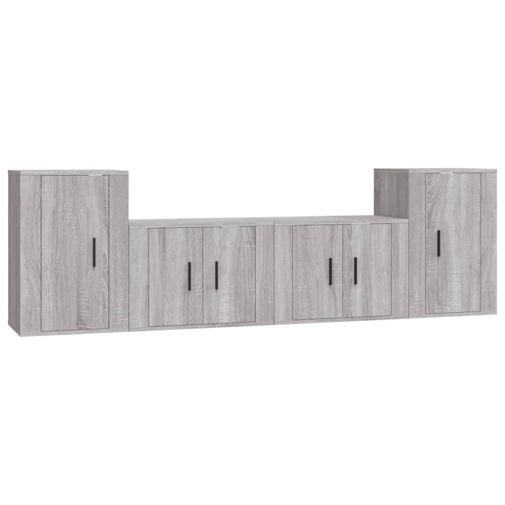 4 Piece TV Cabinet Set Grey Sonoma Engineered Wood