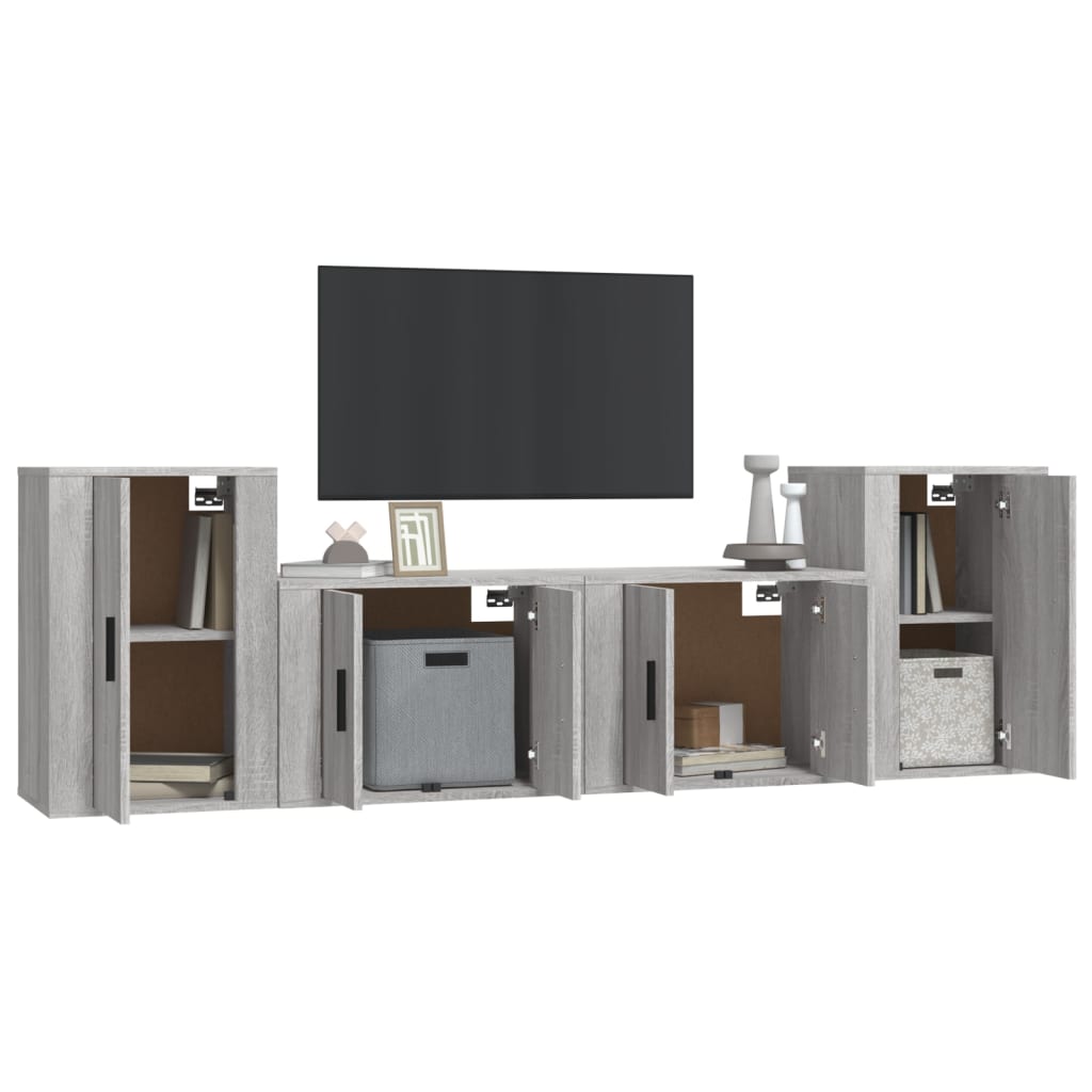 4 Piece TV Cabinet Set Grey Sonoma Engineered Wood