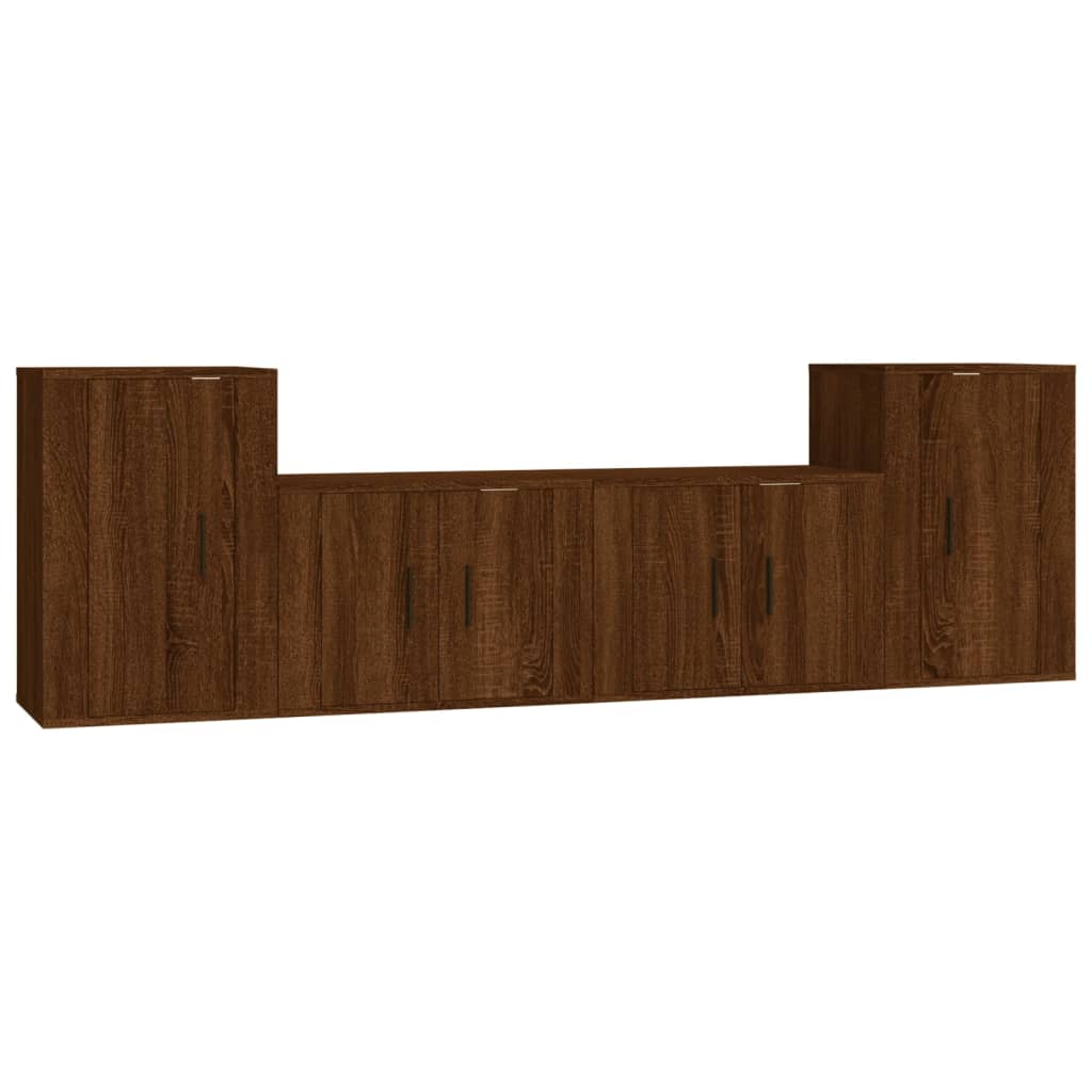 4 Piece TV Cabinet Set Brown Oak Engineered Wood