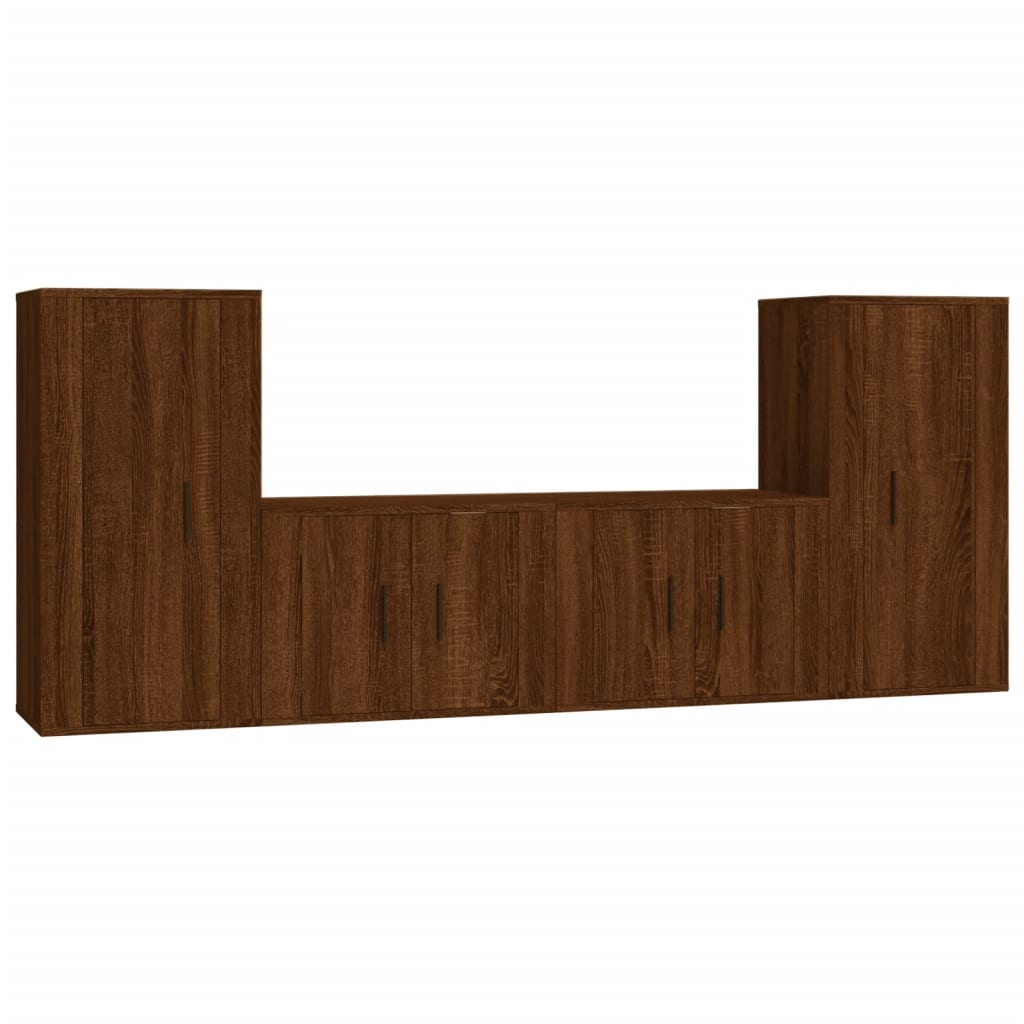 4 Piece TV Cabinet Set Brown Oak Engineered Wood