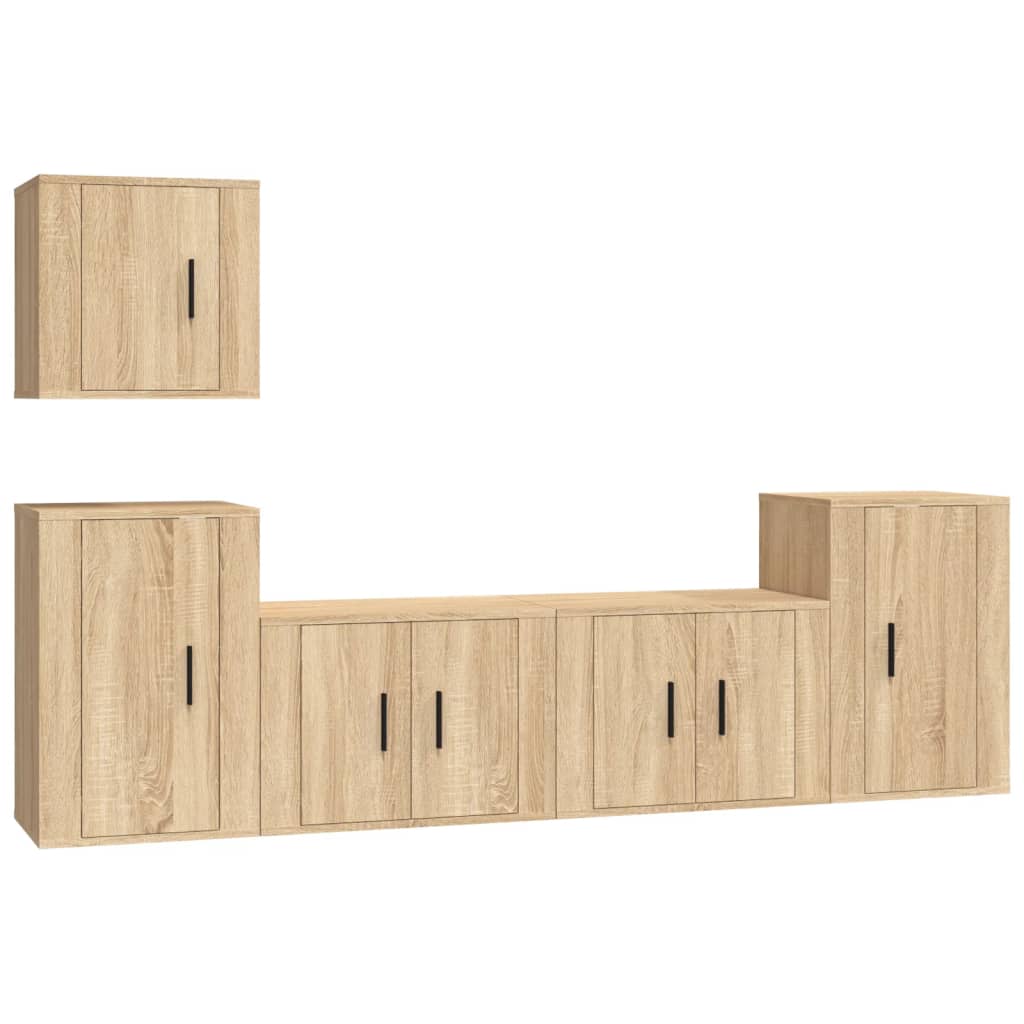 5 Piece TV Cabinet Set Sonoma Oak Engineered Wood