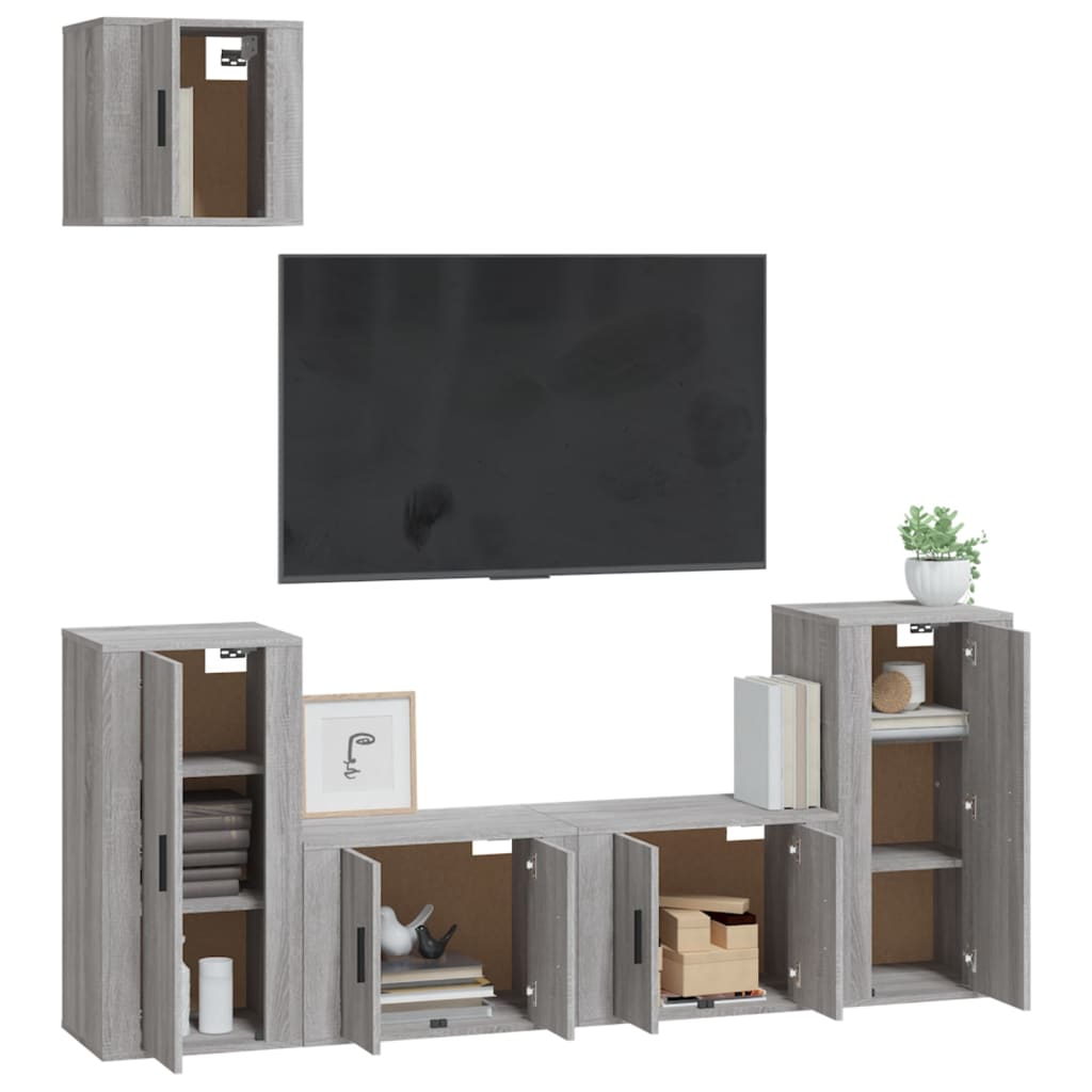 5 Piece TV Cabinet Set Grey Sonoma Engineered Wood