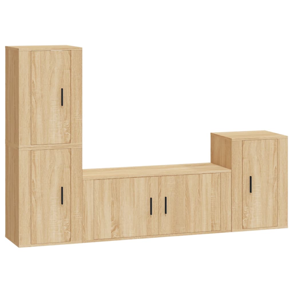 4 Piece TV Cabinet Set Sonoma Oak Engineered Wood