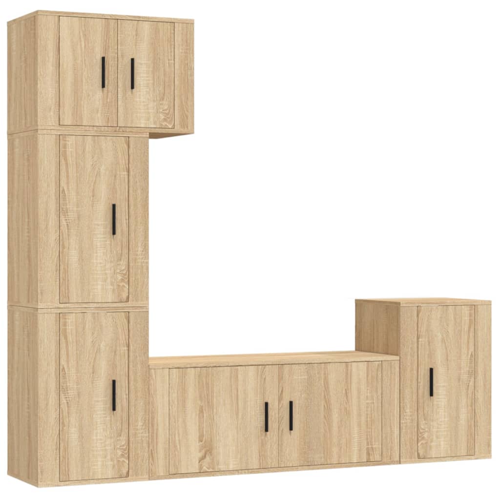 5 Piece TV Cabinet Set Sonoma Oak Engineered Wood