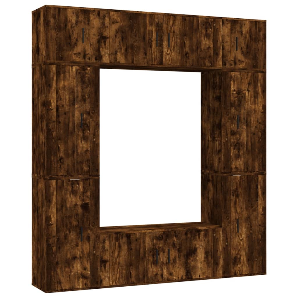 8 Piece TV Cabinet Set Smoked Oak Engineered Wood