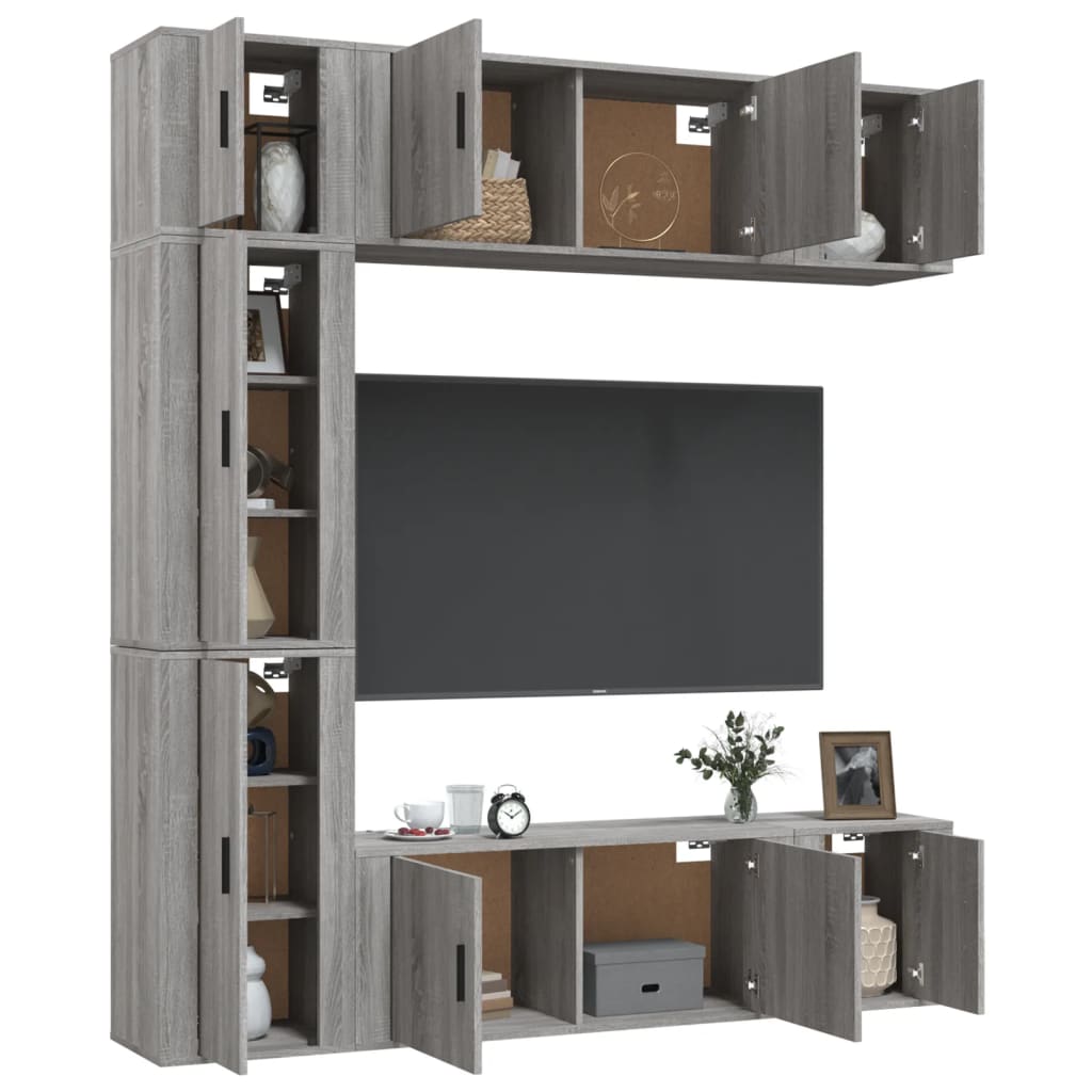 7 Piece TV Cabinet Set Grey Sonoma Engineered Wood