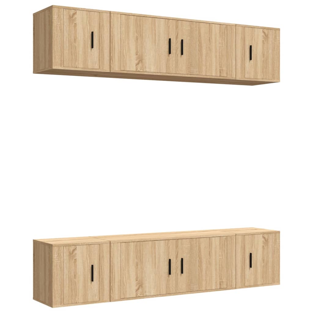 6 Piece TV Cabinet Set Sonoma Oak Engineered Wood