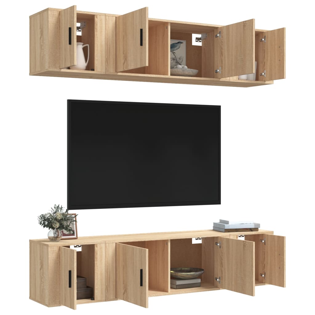 6 Piece TV Cabinet Set Sonoma Oak Engineered Wood