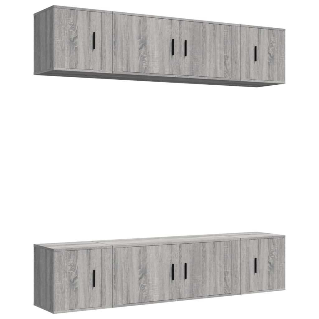 6 Piece TV Cabinet Set Grey Sonoma Engineered Wood