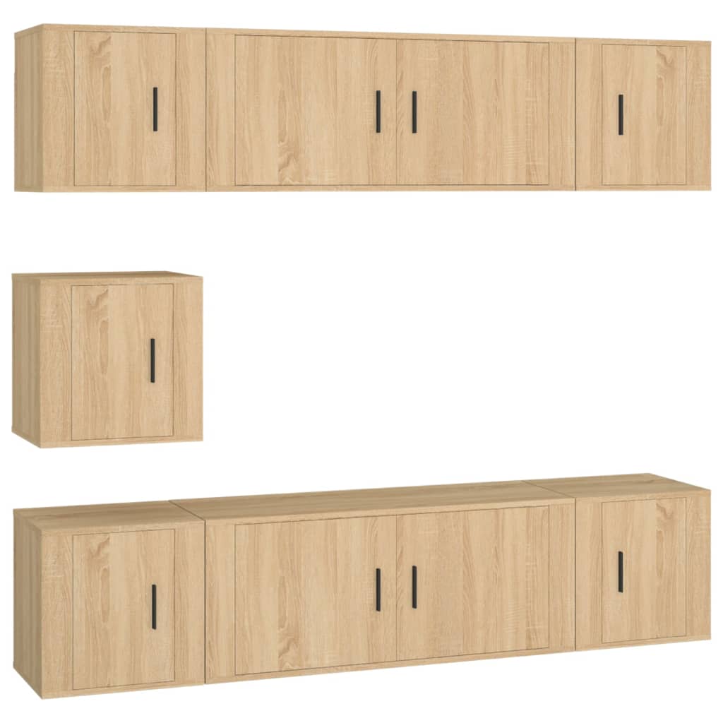 7 Piece TV Cabinet Set Sonoma Oak Engineered Wood