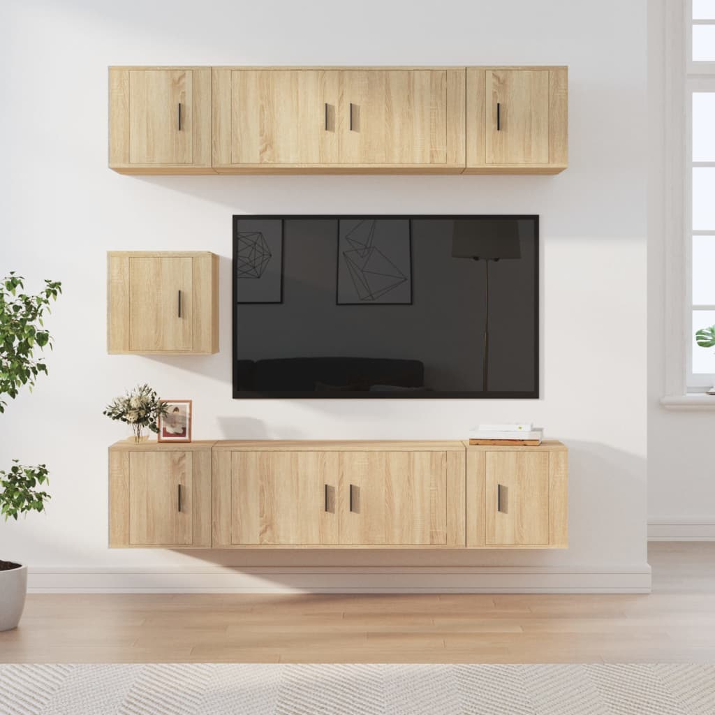 7 Piece TV Cabinet Set Sonoma Oak Engineered Wood