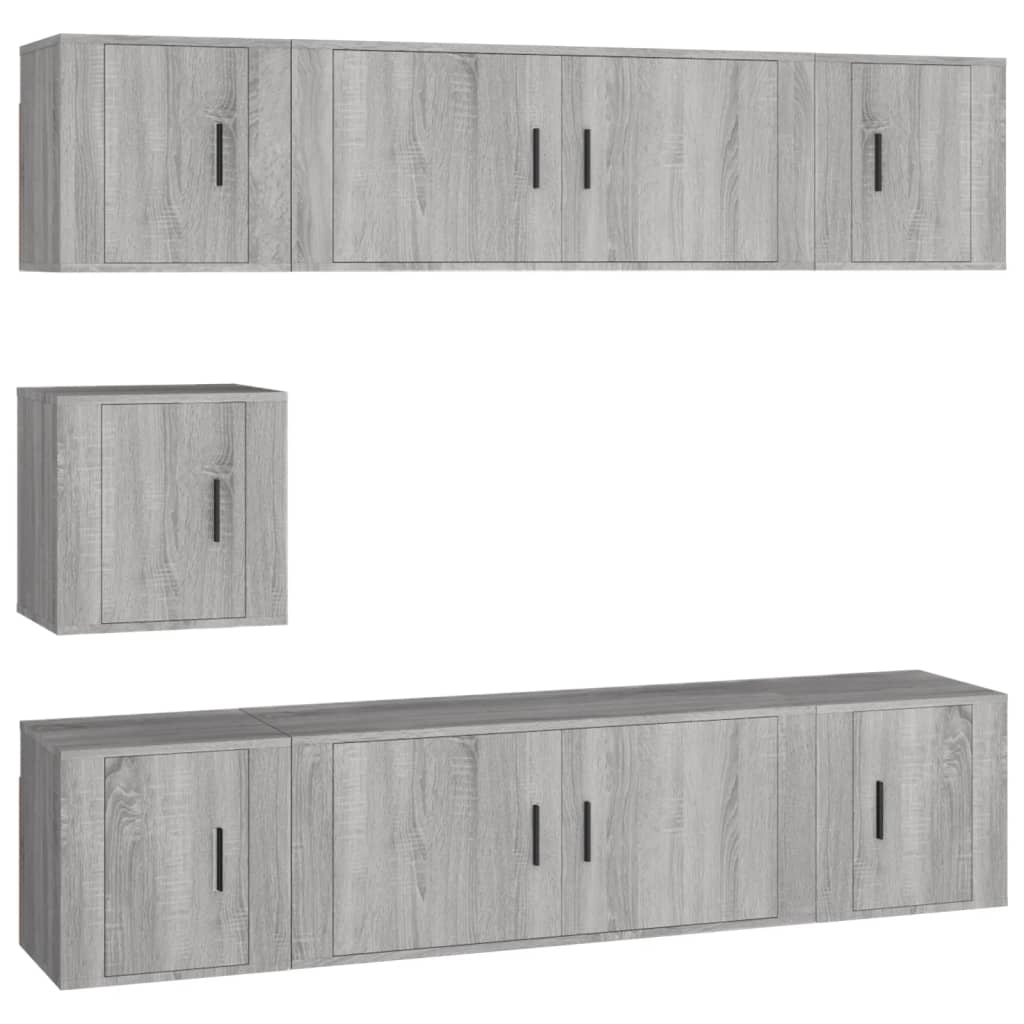 7 Piece TV Cabinet Set Grey Sonoma Engineered Wood