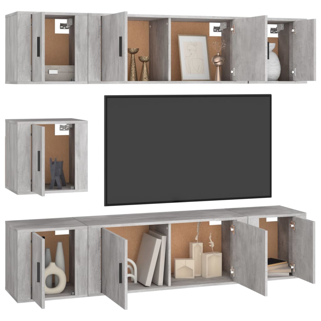 7 Piece TV Cabinet Set Grey Sonoma Engineered Wood