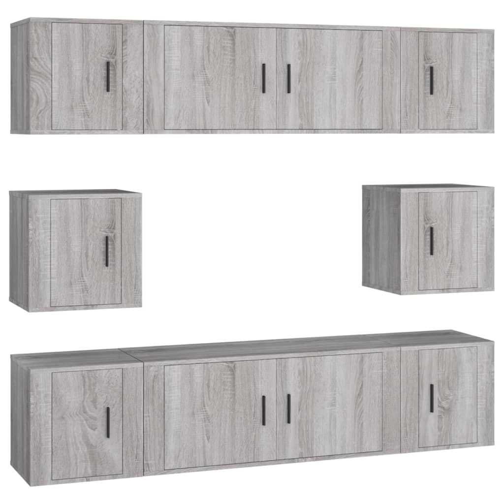8 Piece TV Cabinet Set Grey Sonoma Engineered Wood