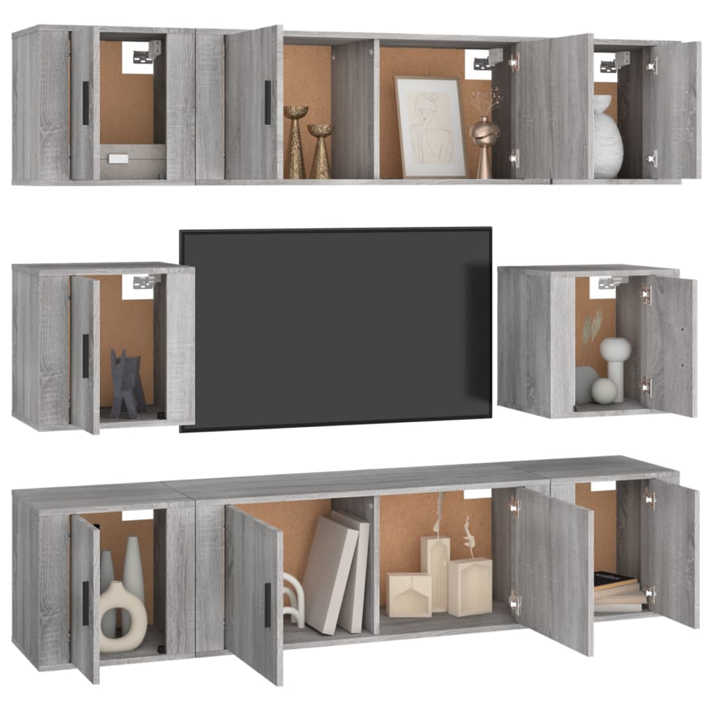 8 Piece TV Cabinet Set Grey Sonoma Engineered Wood