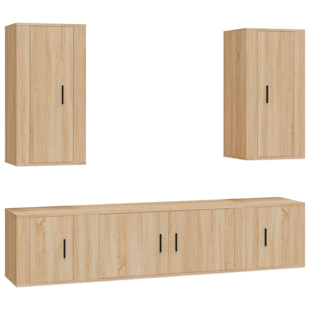 5 Piece TV Cabinet Set Sonoma Oak Engineered Wood