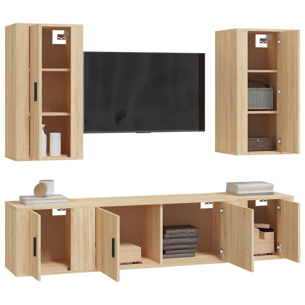 5 Piece TV Cabinet Set Sonoma Oak Engineered Wood
