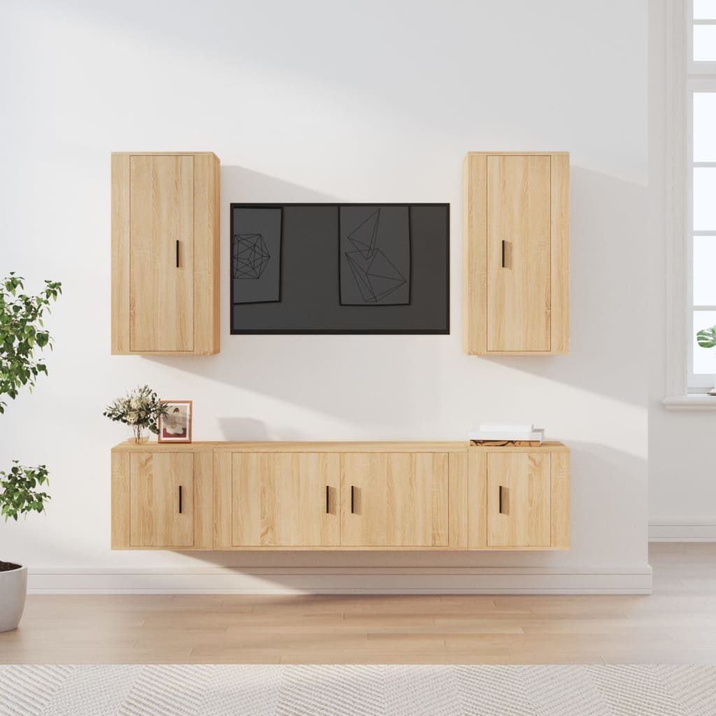 5 Piece TV Cabinet Set Sonoma Oak Engineered Wood