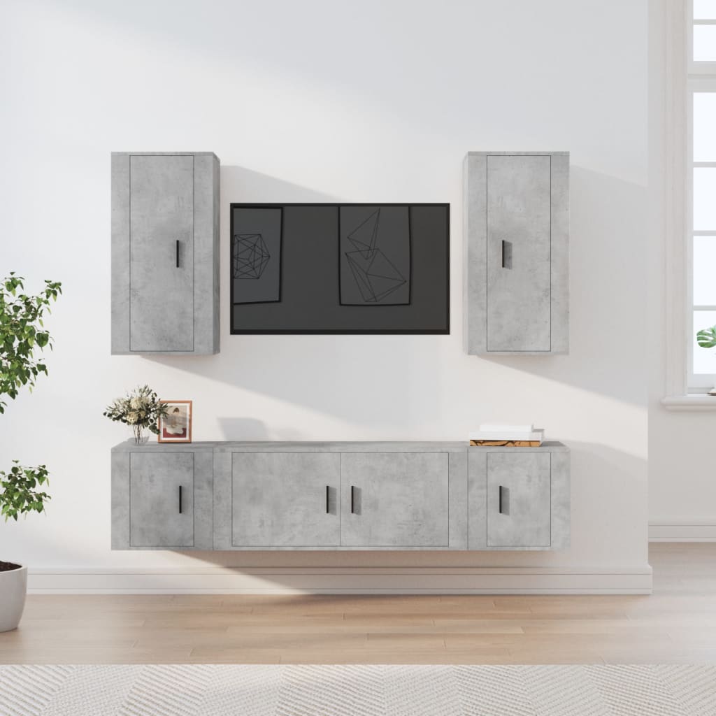 5 Piece TV Cabinet Set Concrete Grey Engineered Wood