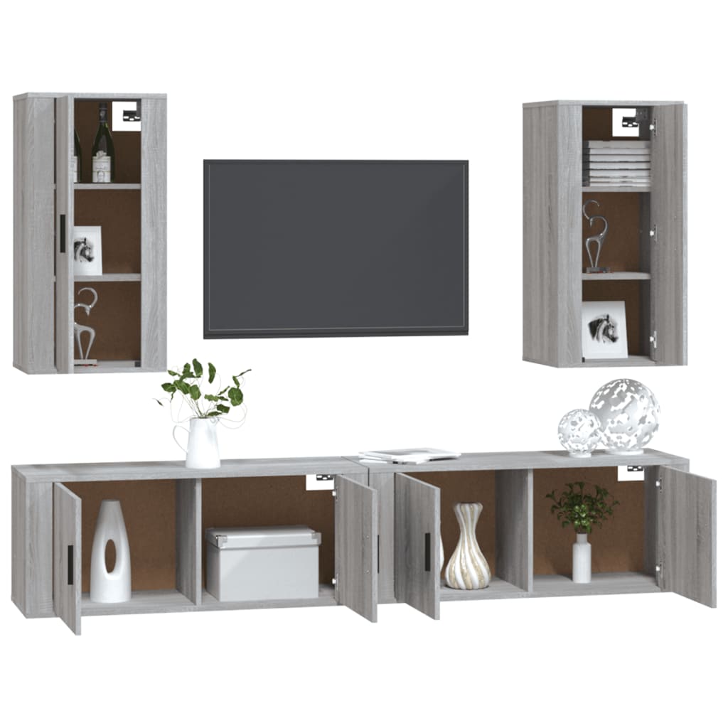 4 Piece TV Cabinet Set Grey Sonoma Engineered Wood