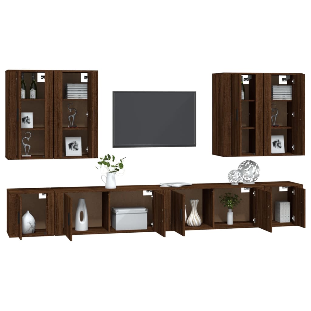 8 Piece TV Cabinet Set Brown Oak Engineered Wood