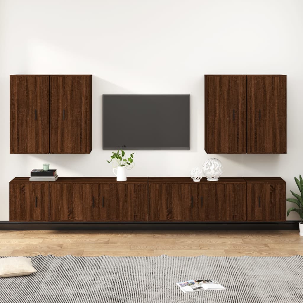 8 Piece TV Cabinet Set Brown Oak Engineered Wood