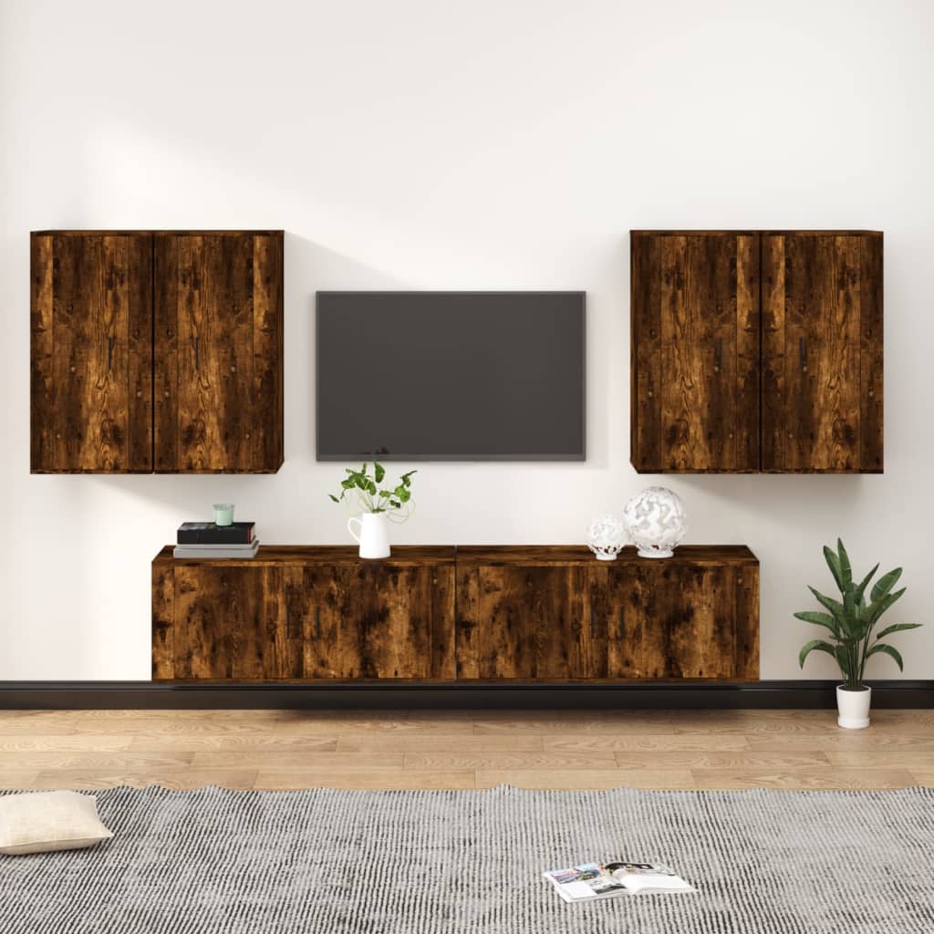 6 Piece TV Cabinet Set Smoked Oak Engineered Wood